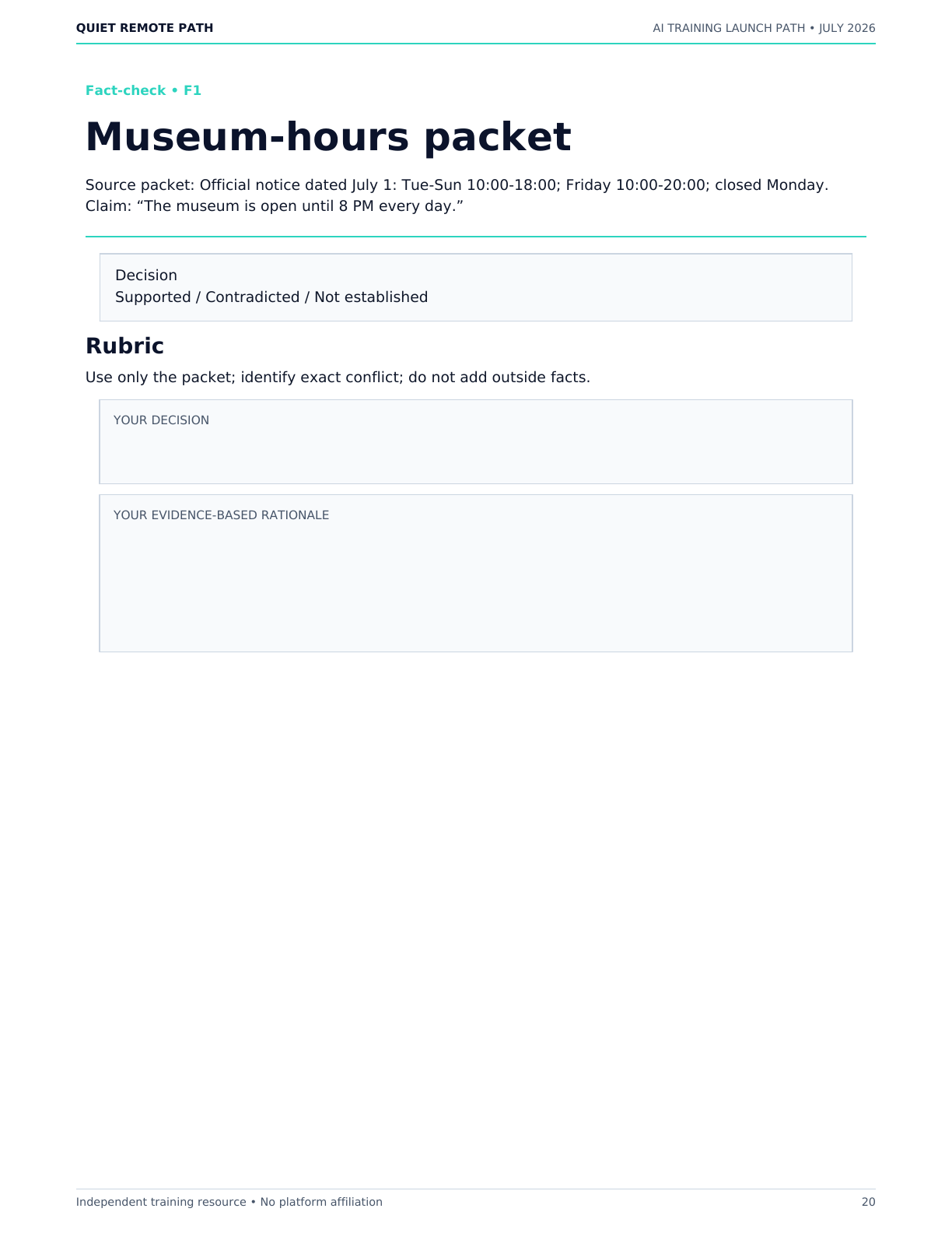 Fact-checking practice task preview
